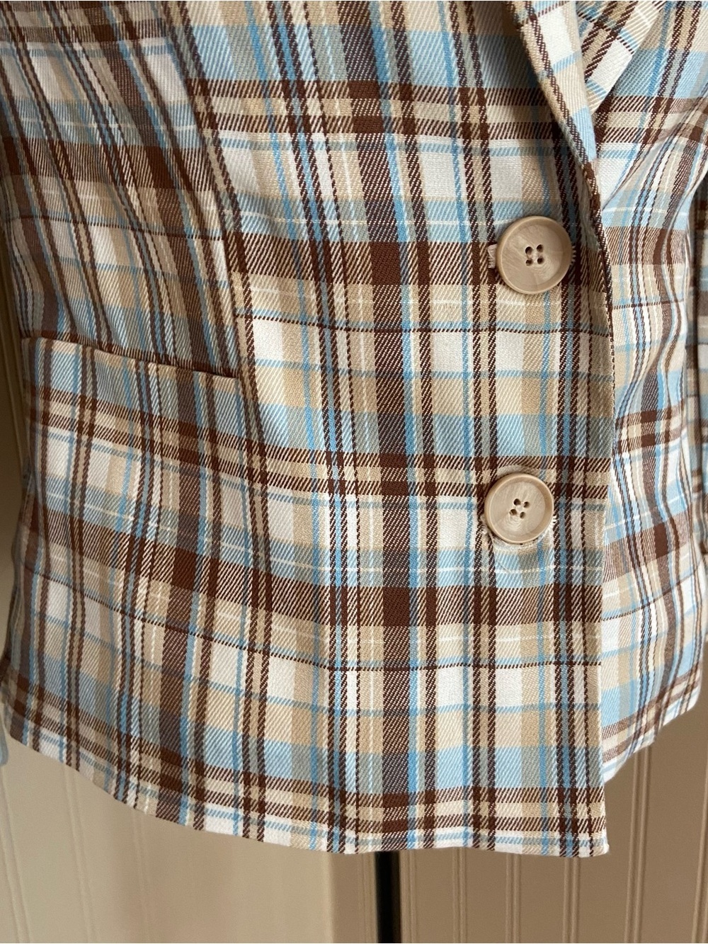 Y2K Suzy Shier Super Cute Plaid Cropped Blazer Women’s Size Medium - Picture 3 of 8